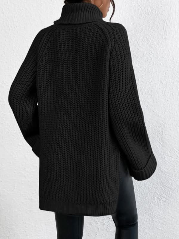 Cozy Side - Slit Turtleneck Sweater - Padronn