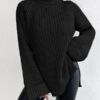 Cozy Side - Slit Turtleneck Sweater - Padronn