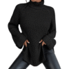 Cozy Side - Slit Turtleneck Sweater - Padronn