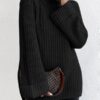 Cozy Side - Slit Turtleneck Sweater - Padronn