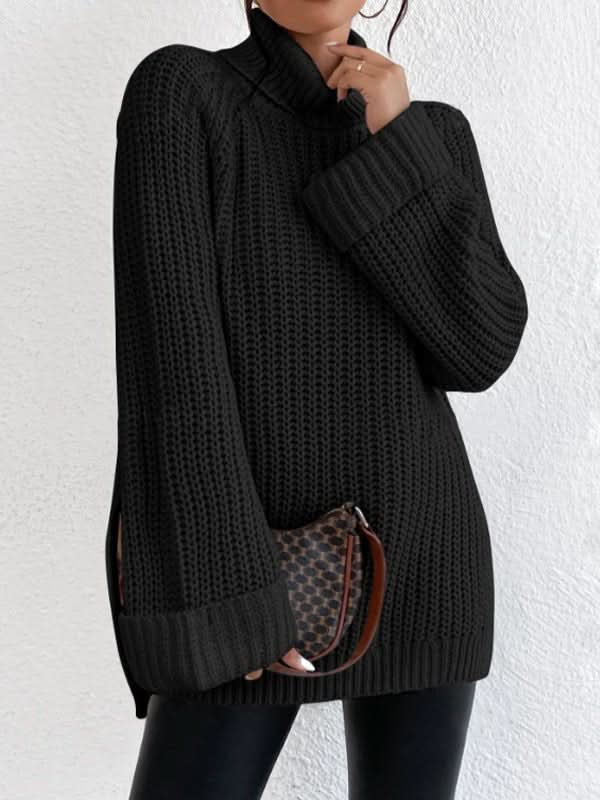 Cozy Side - Slit Turtleneck Sweater - Padronn