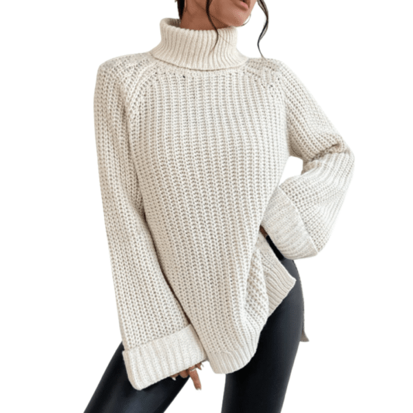 Cozy Side - Slit Turtleneck Sweater - Padronn