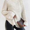 Cozy Side - Slit Turtleneck Sweater - Padronn