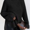 Cozy Side - Slit Turtleneck Sweater - Padronn