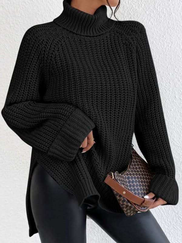 Cozy Side - Slit Turtleneck Sweater - Padronn