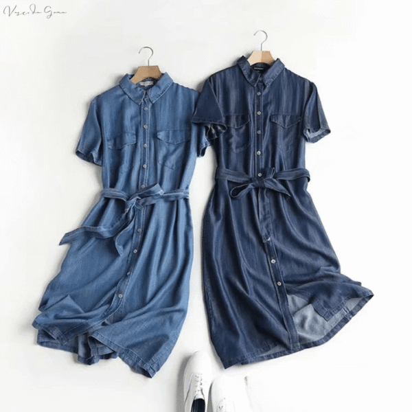 Denim Belted Shirt Dress - Padronn