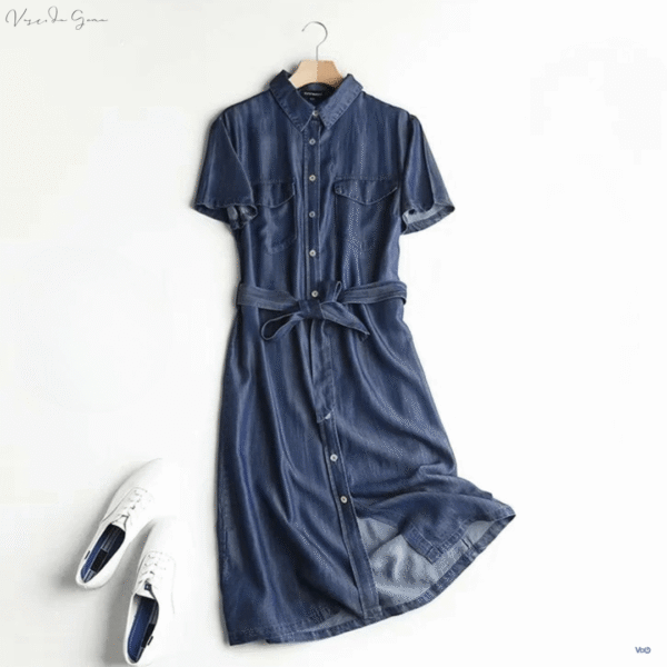 Denim Belted Shirt Dress - Padronn